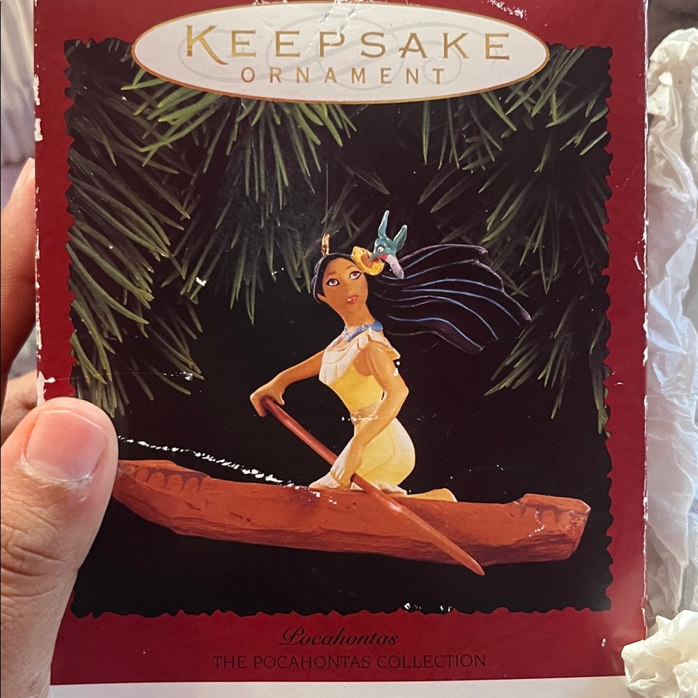 Hallmark KEEPSAKE Label Pocahontas in Canoe Ornament New in Box